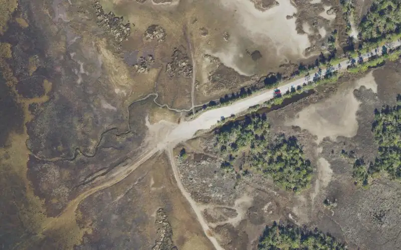 Aerial photo of the area around Adam's Beach Undeveloped Access Point, Taylor County