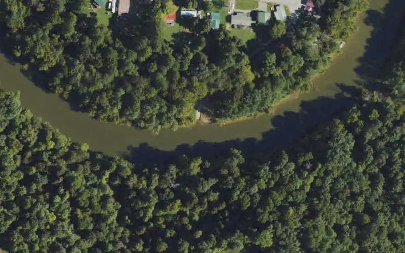 Aerial photo of the area around Adkins Camp, Grayson County