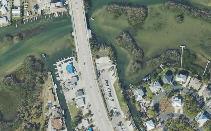 Aerial photo of the area around Ainger Creek Park Boat Ramp, Charlotte County