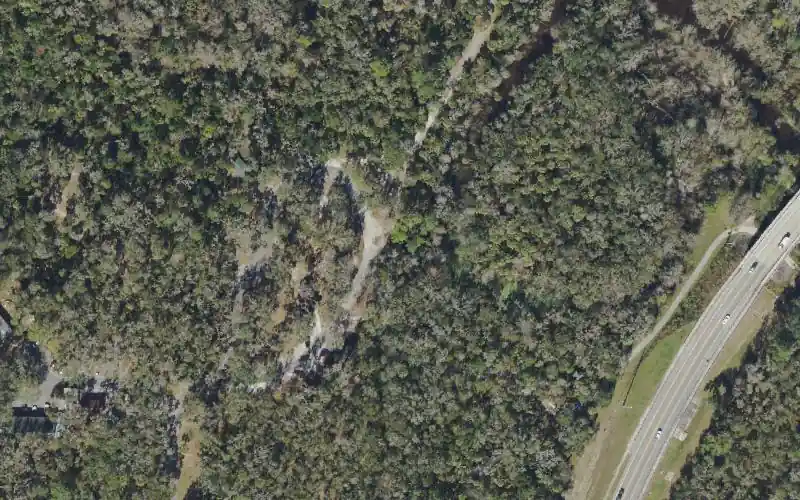 Aerial photo of the area around Alderman's Ford Park Canoe Launch, Hillsborough County