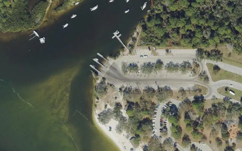 Aerial photo of the area around Anclote River Park, Pasco County