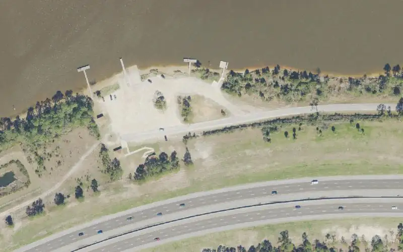 Aerial photo of the area around Archie Glover Park Boat Ramp, Santa Rosa County