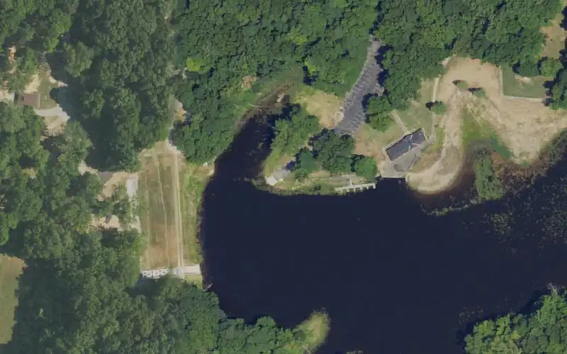 Aerial photo of the area around Audubon State Park, Henderson County