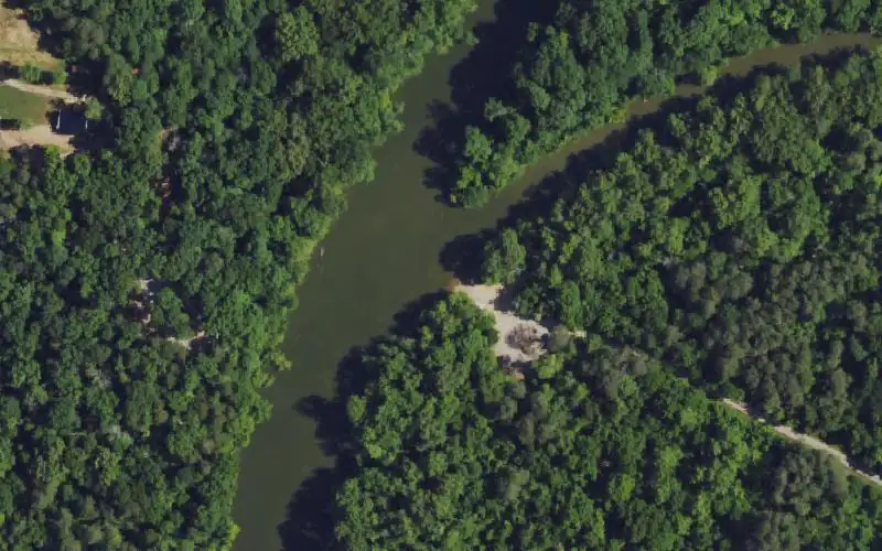 Aerial photo of the area around Bacon Creek, Hart County