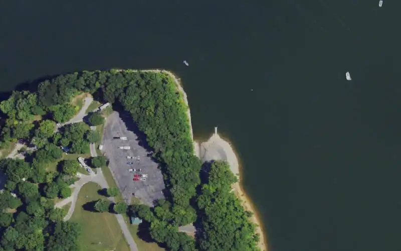 Aerial photo of the area around Baileys Point Ramp, Allen County