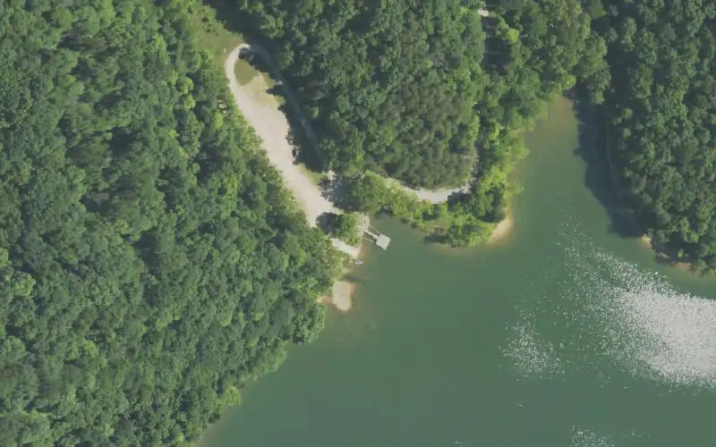Aerial photo of the area around Bangor Boat Ramp, Rowan County