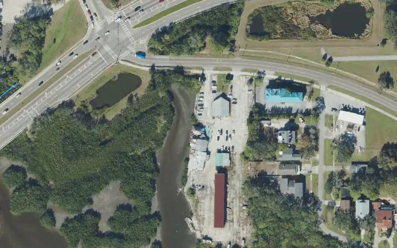 Aerial photo of the area around Bay Grove Landings Marina (aka. Jack Willie's) CLOSED, Pinellas County
