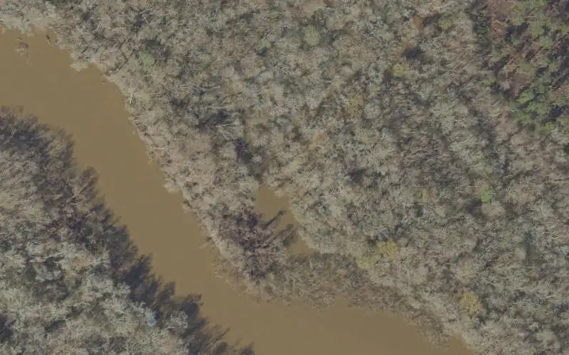 Aerial photo of the area around Bear Hewitt Landing, Holmes County
