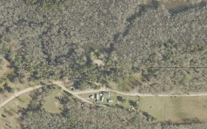 Aerial photo of the area around Becks Lake Fish Camp Pay Ramp, Escambia County