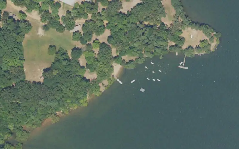 Aerial photo of the area around Bee Spring Lodge, Marshall County