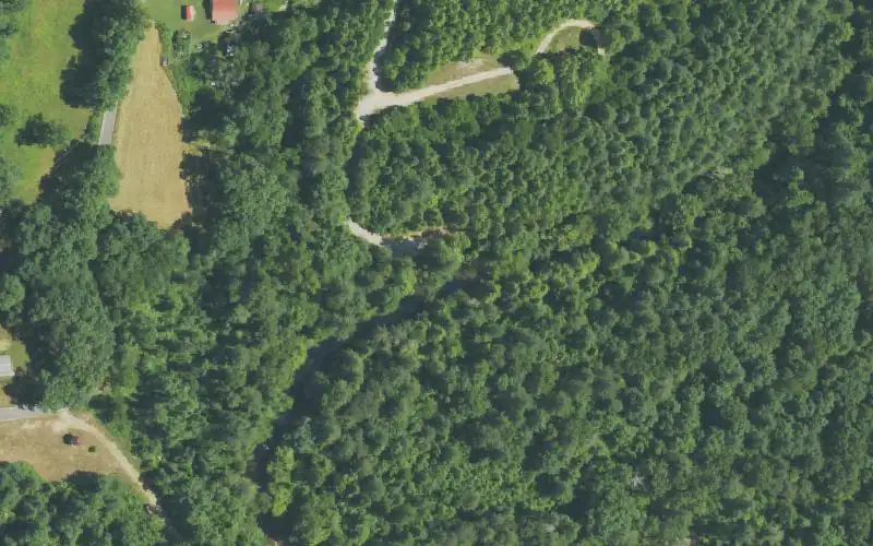 Aerial photo of the area around Big Run River Access, Wolfe County