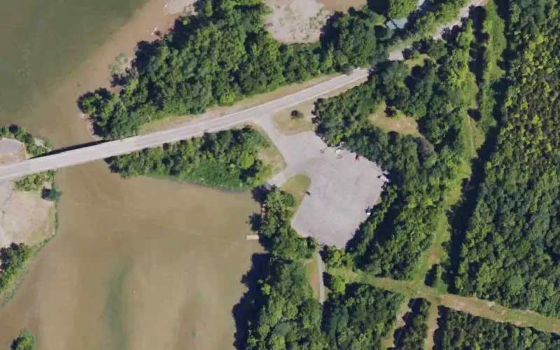 Aerial photo of the area around Big Sugar Creek Ramp, Gallatin County
