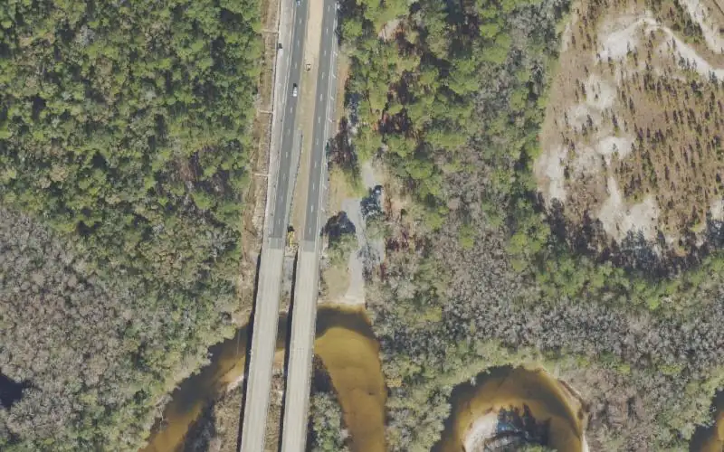 Aerial photo of the area around Bill Duggan Jr. Park, Okaloosa County