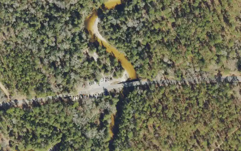 Aerial photo of the area around Blackwater River State Forest - Big Juniper Creek - Red Rock Road Canoe Access, Santa Rosa County