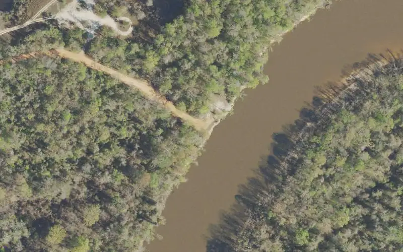 Aerial photo of the area around Bluff Springs Recreation Area - Escambia River Canoe Access, Escambia County
