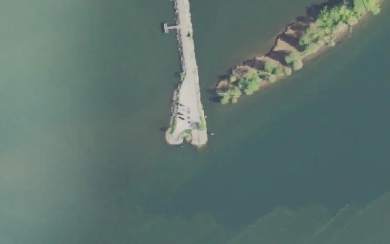 Aerial photo of the area around Blythes Ferry / Rhea County, Rhea County