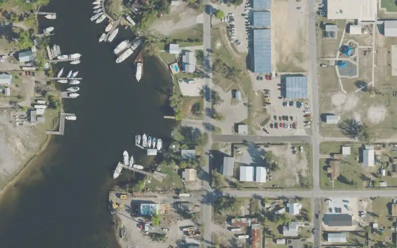 Aerial photo of the area around Bob George Park Public Boat Ramp, Bay County