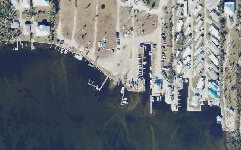Aerial photo of the area around Bocilla Island Seaport and Fishing Pier, Lee County