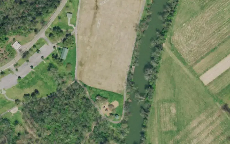 Aerial photo of the area around Boyd Island Access, Knox County