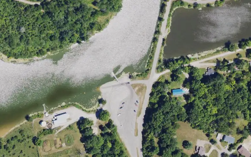 Aerial photo of the area around Bullock Pen Lake Ramp, Grant County
