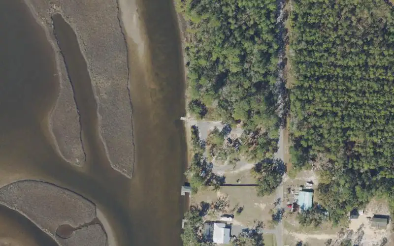 Aerial photo of the area around Burnt Mill Creek Public Boat Ramp, Bay County