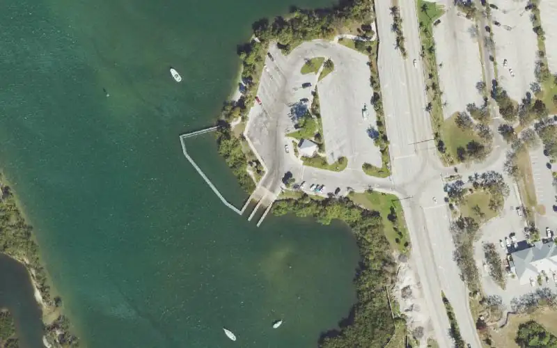 Aerial photo of the area around Burt Reynolds Park West Boat Ramp, Palm Beach County