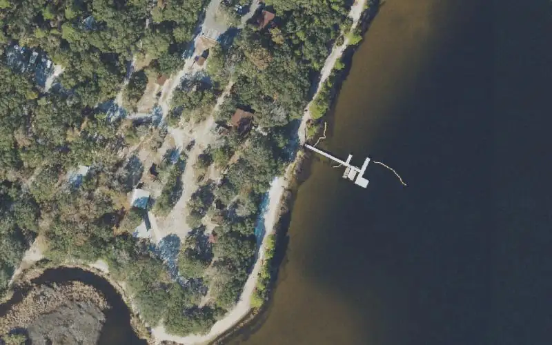 Aerial photo of the area around Camp Helen State Park Kayak Rentals, Bay County