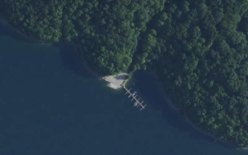 Aerial photo of the area around Campbells Landing Ramp, Russell County