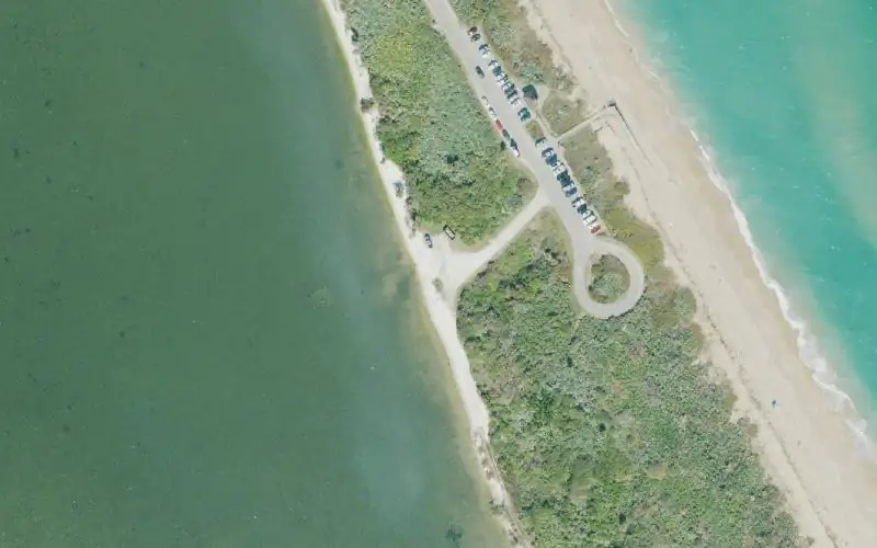 Aerial photo of the area around Canaveral National Seashore - South Apollo Beach Primitive Boat Ramp, Volusia County