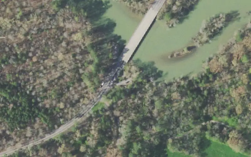 Aerial photo of the area around Candies Creek, Bradley County