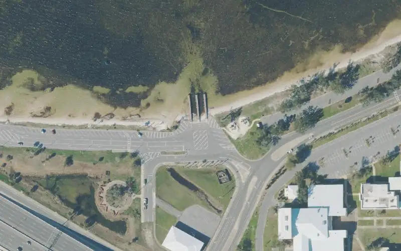 Aerial photo of the area around Carl Gray Park Public Boat Ramp, Bay County