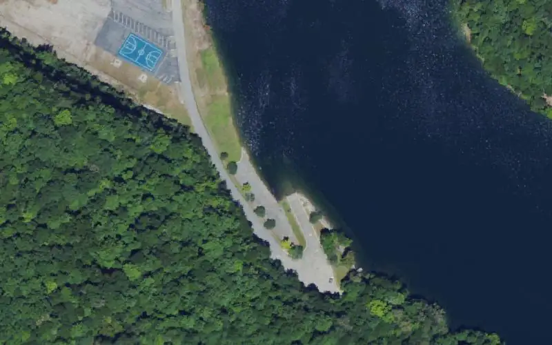 Aerial photo of the area around Carr Creek Dam Ramp, Knott County