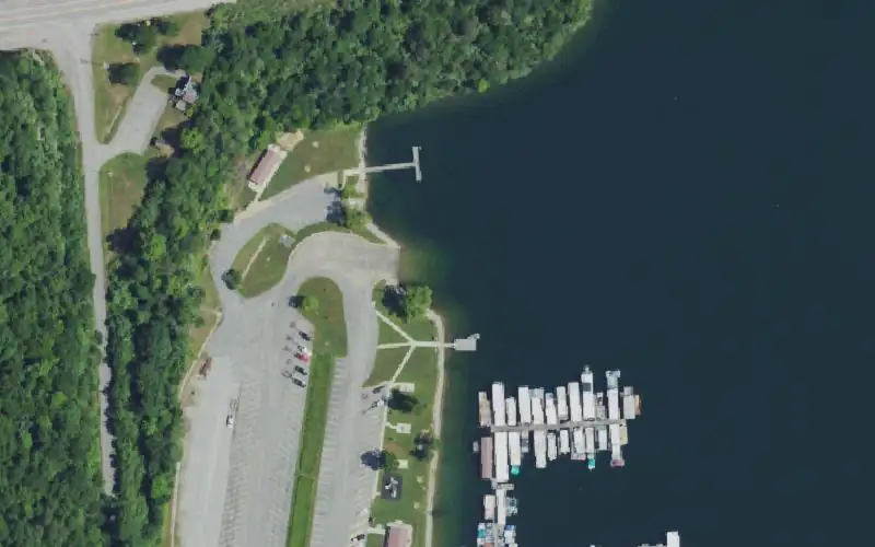 Aerial photo of the area around Carr Creek Marina, Knott County