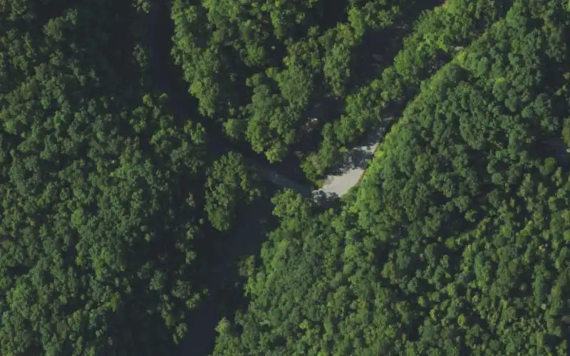 Aerial photo of the area around Carter Caves State Park, Carter County