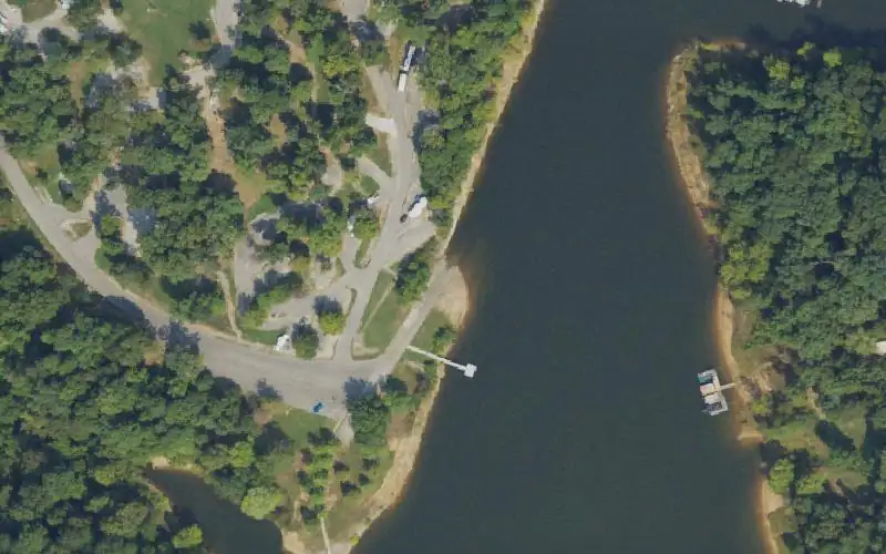 Aerial photo of the area around Cave Creek Ramp, Grayson County