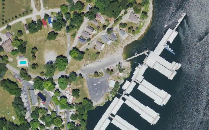 Aerial photo of the area around Chimney Rock Ramp, Mercer County