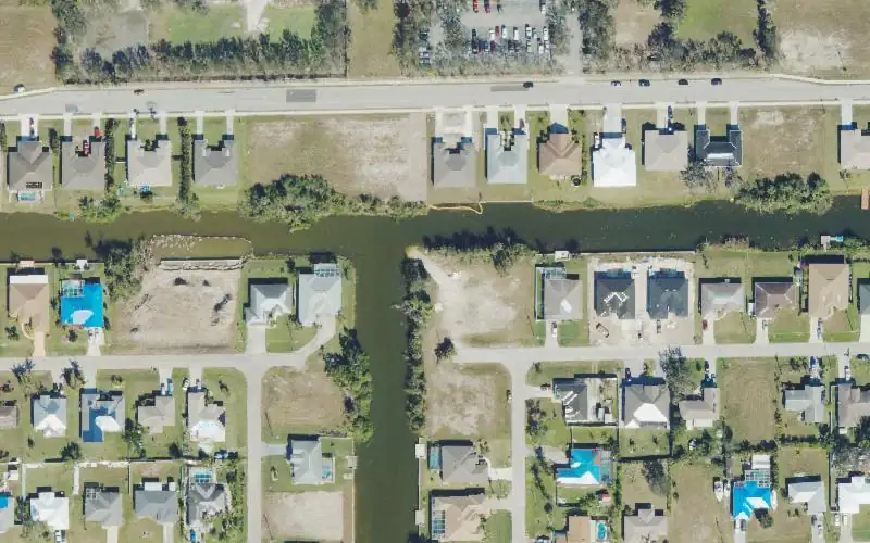 Aerial photo of the area around City of Cape Coral - Primitive Boat Ramp - 2111 NE 5th Terrace, Lee County