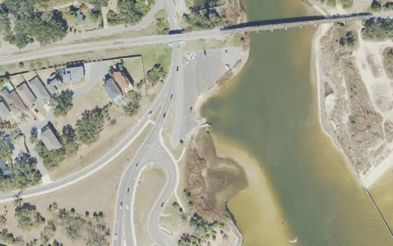 Aerial photo of the area around City of Pensacola 17th Street Public Boat Ramp, Escambia County