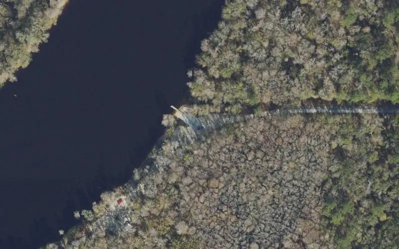 Aerial photo of the area around Clay Landing Public Boat Ramp, Levy County