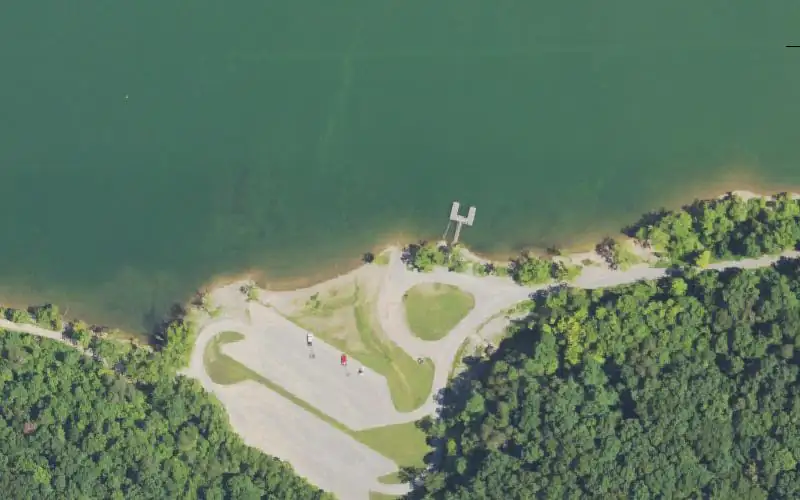 Aerial photo of the area around Clay Lick Ramp, Rowan County