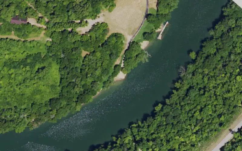 Aerial photo of the area around Clays Ferry Boat Dock, Fayette County