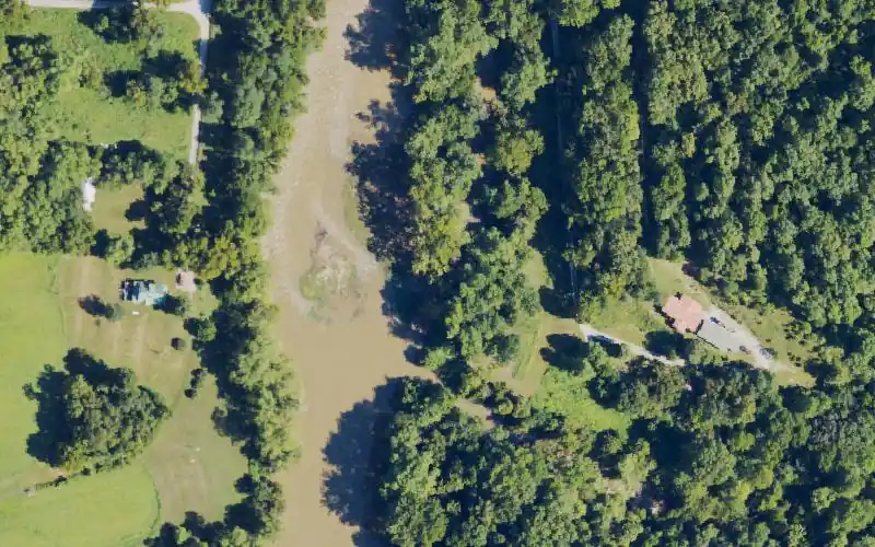 Aerial photo of the area around Claysville Ramp, Robertson County