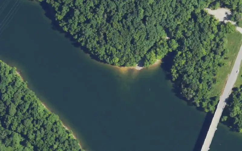Aerial photo of the area around Clifty Creek Ramp, Carter County