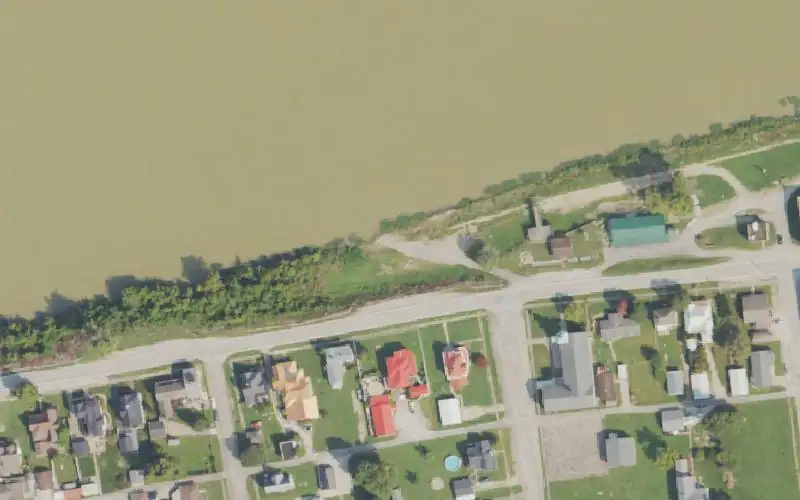 Aerial photo of the area around Cloverport Ramp, Breckinridge County