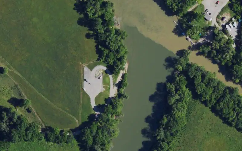 Aerial photo of the area around College Hill Boat Ramp, Madison County