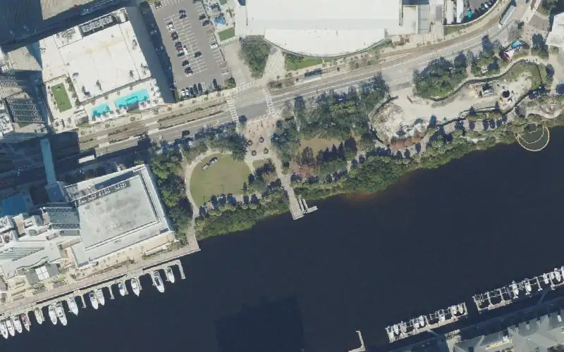 Aerial photo of the area around Cotanchobee Fort Brooke Park Paddlecraft Launch Dock, Hillsborough County