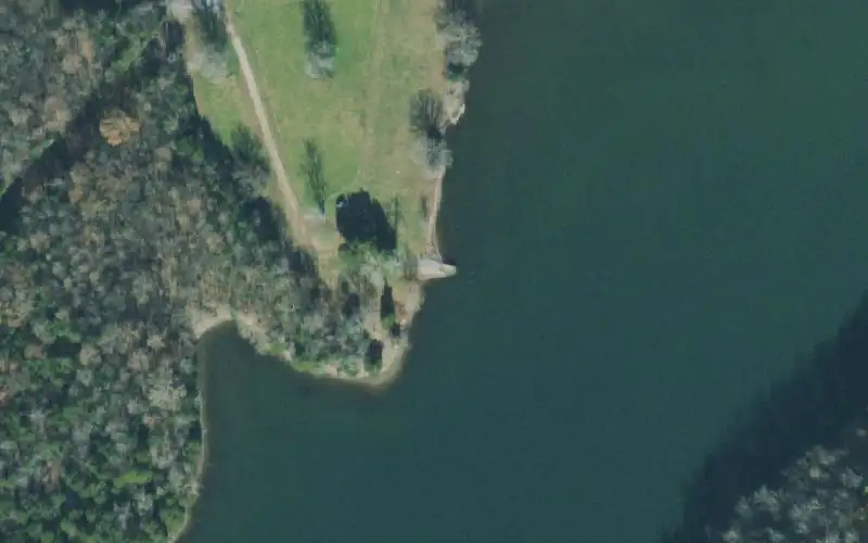 Aerial photo of the area around Coy Gaither Bedford Lake, Bedford County