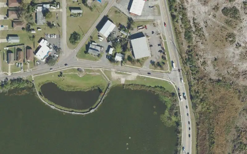 Aerial photo of the area around Crystal Lake Public Boat Ramp, Polk County