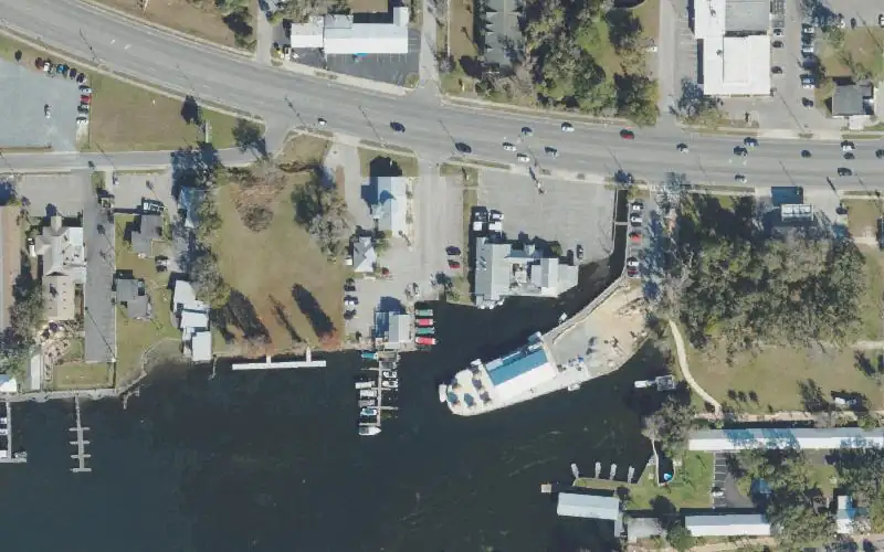Aerial photo of the area around Crystal River City Boat Ramp at 3rd Avenue, Citrus County