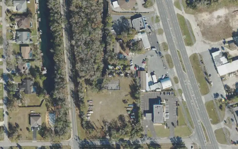 Aerial photo of the area around Crystal River Kayak Company (Kayak Launch Dock), Citrus County